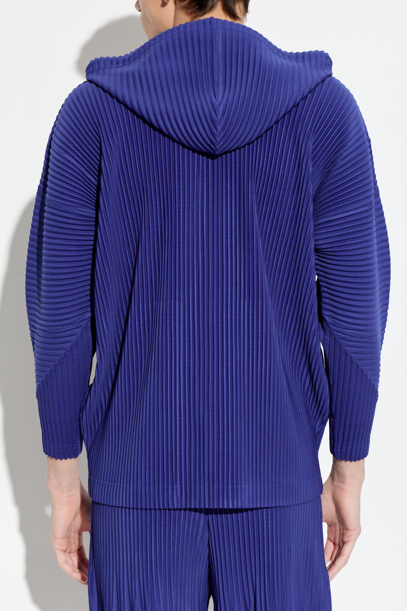 Navy blue Pleated jacket with hood Homme Plissé Issey Miyake